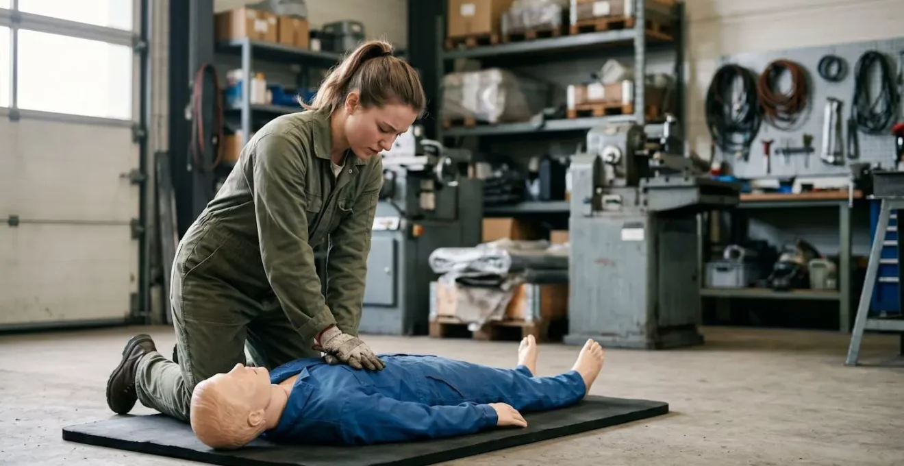 Formation des sauveteurs secouristes du travail en situation d'urgence dans un atelier industriel