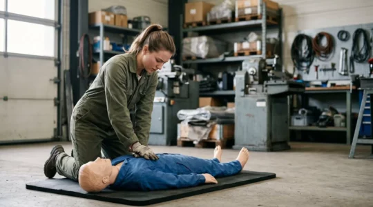 Formation des sauveteurs secouristes du travail en situation d'urgence dans un atelier industriel