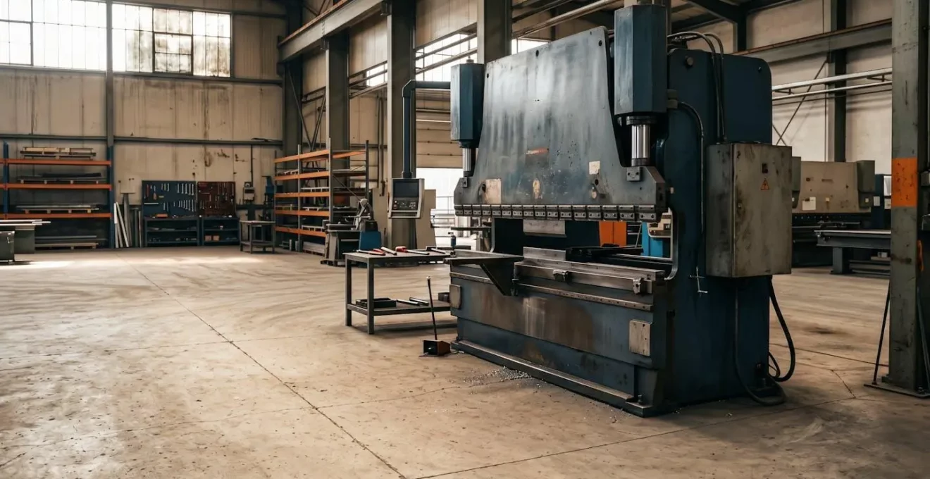 Machine industrielle à l'arrêt dans un atelier de production, symbolisant l'impact financier d'une panne critique