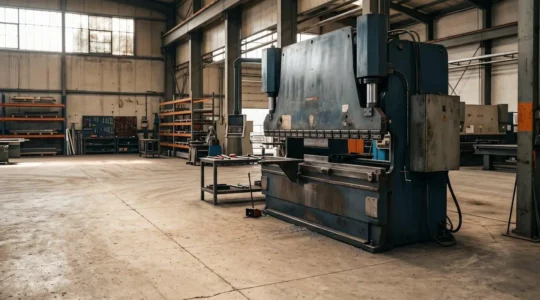Machine industrielle à l'arrêt dans un atelier de production, symbolisant l'impact financier d'une panne critique