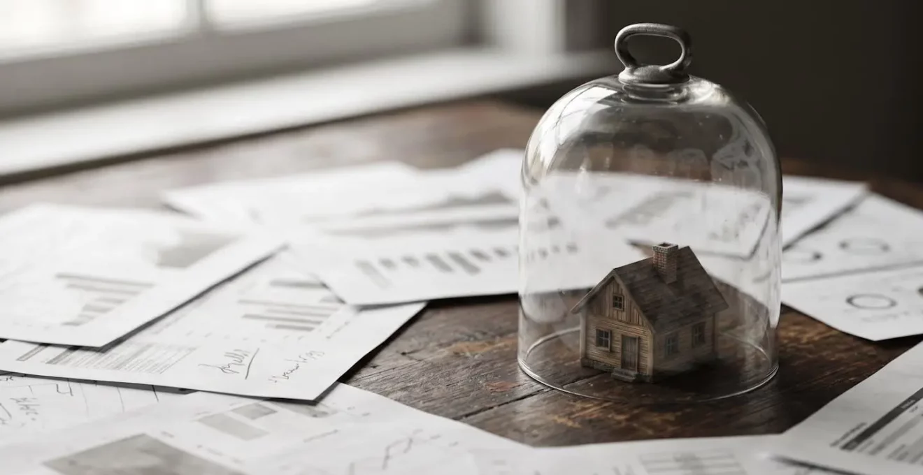 Représentation symbolique de la protection du patrimoine personnel d'un entrepreneur face aux difficultés financières