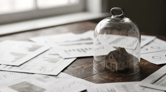 Représentation symbolique de la protection du patrimoine personnel d'un entrepreneur face aux difficultés financières